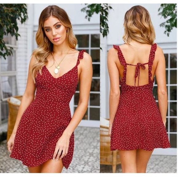 Love Is Real Couture Dresses & Skirts - RESTOCKED Red & White Polka Dot Chiffon Mini Dress